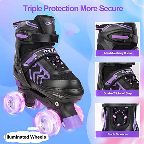 Patins-a-roulettes-reglables-pour-Enfants-avec-Roues-Lumineux-Rollers-en-Ligne-Rollers-Quad-pour-Filles-Garcon-Debutants-Cadeau-de-Noel-danniversaire-0-0