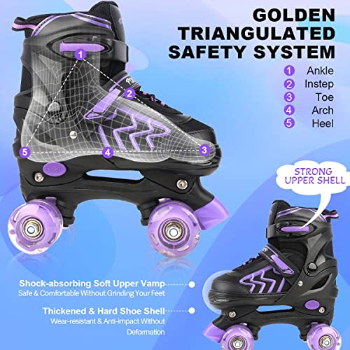 Patins-a-roulettes-reglables-pour-Enfants-avec-Roues-Lumineux-Rollers-en-Ligne-Rollers-Quad-pour-Filles-Garcon-Debutants-Cadeau-de-Noel-danniversaire-0-1