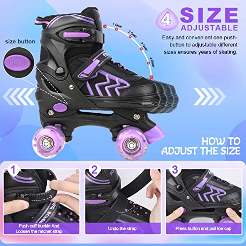 Patins-a-roulettes-reglables-pour-Enfants-avec-Roues-Lumineux-Rollers-en-Ligne-Rollers-Quad-pour-Filles-Garcon-Debutants-Cadeau-de-Noel-danniversaire-0-2