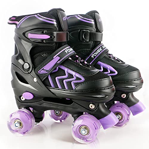 Patins-a-roulettes-reglables-pour-Enfants-avec-Roues-Lumineux-Rollers-en-Ligne-Rollers-Quad-pour-Filles-Garcon-Debutants-Cadeau-de-Noel-danniversaire-0