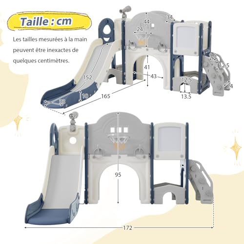 4-en-1-Toboggan-Enfant-Balancoire-Panier-de-BasketBalancoire-avec-Toboggan-Et-Echelle-descalade-pour-Interieur-Exterieur-Arriere-CourAire-De-Jeux-Multifonctionnelle-pour-0-1