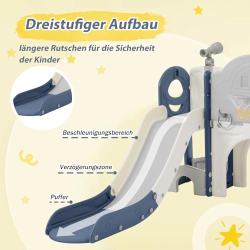 4-en-1-Toboggan-Enfant-Balancoire-Panier-de-BasketBalancoire-avec-Toboggan-Et-Echelle-descalade-pour-Interieur-Exterieur-Arriere-CourAire-De-Jeux-Multifonctionnelle-pour-0-2
