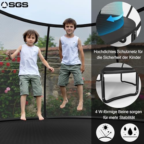 Flamaker-Trampoline-dexterieur-pour-Enfants-diametre-366427cm-avec-Filet-Structure-Stable-resistant-aux-intemperies-et-Inoxydable-Trampoline-dexterieur-pour-Enfants-Capacite-de-Charge-150kg-0-0