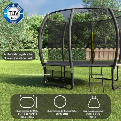 Flamaker-Trampoline-dexterieur-pour-Enfants-diametre-366427cm-avec-Filet-Structure-Stable-resistant-aux-intemperies-et-Inoxydable-Trampoline-dexterieur-pour-Enfants-Capacite-de-Charge-150kg-0-2