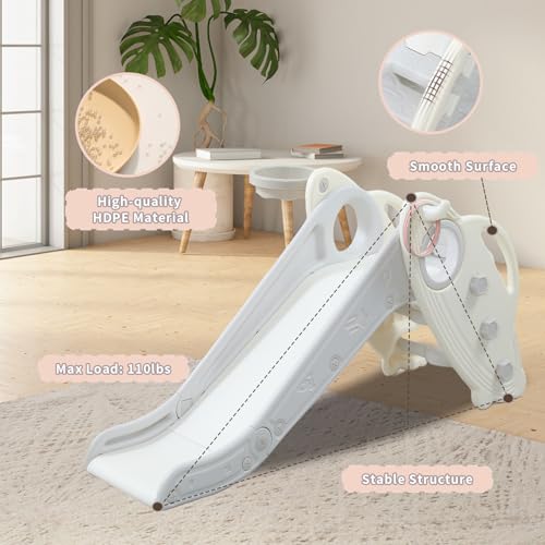 hoopyosms-3-en-1-Toboggan-pour-Tout-Petits-Ensemble-de-Toboggan-en-Plastique-Pliable-pour-Bebe-avec-Panier-de-Basket-Jouets-Montessori-dInterieur-pour-Enfants-0-2