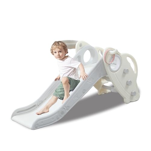 hoopyosms-3-en-1-Toboggan-pour-Tout-Petits-Ensemble-de-Toboggan-en-Plastique-Pliable-pour-Bebe-avec-Panier-de-Basket-Jouets-Montessori-dInterieur-pour-Enfants-0