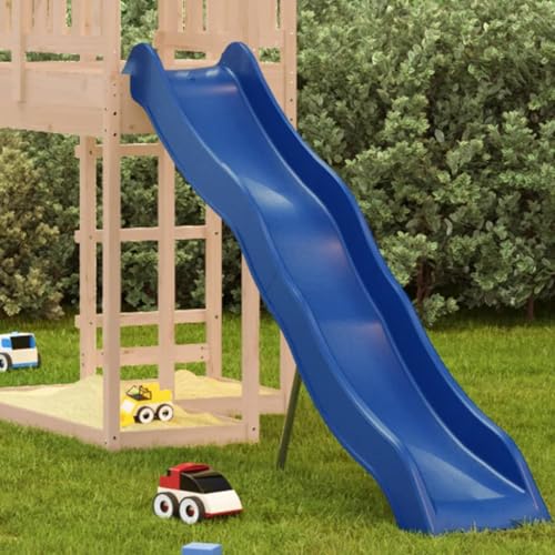 vidaXL-Toboggan-de-Jeu-Jouet-pour-Enfant-Jeu-de-Plein-Air-pour-Tout-Petit-Jardin-Terrasse-Patio-Exterieur-Bleu-210x40-cm-Polypropylene-0-0
