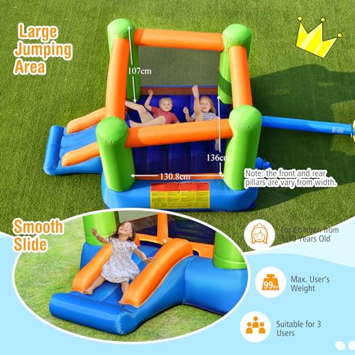 LIFEZEAL-Chateau-Gonflable-avec-Toboggan-et-Zone-de-Saut-Structure-Gonflable-Interieur-Exterieur-pour-Enfants-3-10-Ans-Charge-Max-135-kg-Aire-de-Jeux-250x197x143-cm-0-2