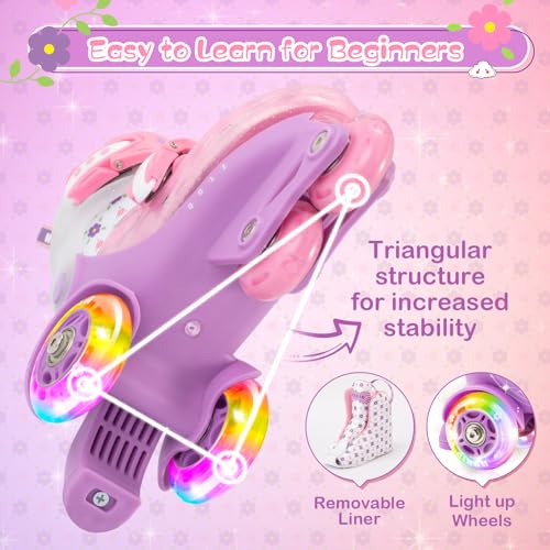 Patins-a-roulettes-pour-Les-Tout-Petits-3-a-9-Ans-Taille-Ajustable-lumieres-Amusantes-securite-3-Points-equilibre-Respirant-Patins-a-roulettes-avances-pour-debutants-Filles-0-0