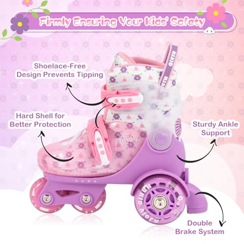 Patins-a-roulettes-pour-Les-Tout-Petits-3-a-9-Ans-Taille-Ajustable-lumieres-Amusantes-securite-3-Points-equilibre-Respirant-Patins-a-roulettes-avances-pour-debutants-Filles-0-2