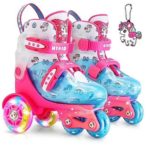 Patins-a-roulettes-pour-Les-Tout-Petits-3-a-9-Ans-Taille-Ajustable-lumieres-Amusantes-securite-3-Points-equilibre-Respirant-Patins-a-roulettes-avances-pour-debutants-Filles-0-3