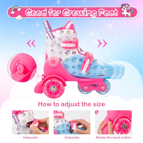 Patins-a-roulettes-pour-Les-Tout-Petits-3-a-9-Ans-Taille-Ajustable-lumieres-Amusantes-securite-3-Points-equilibre-Respirant-Patins-a-roulettes-avances-pour-debutants-Filles-0-5