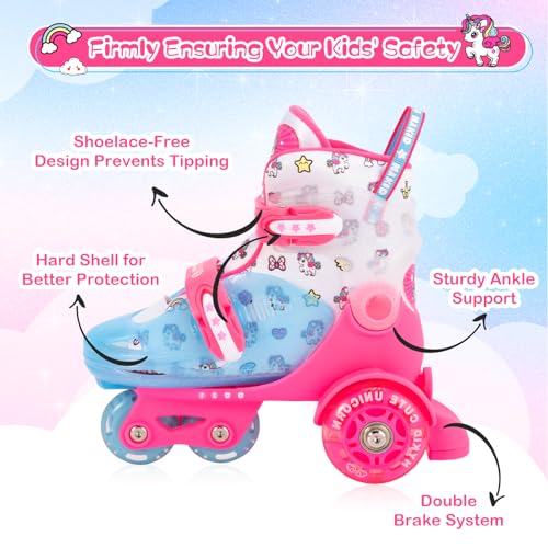 Patins-a-roulettes-pour-Les-Tout-Petits-3-a-9-Ans-Taille-Ajustable-lumieres-Amusantes-securite-3-Points-equilibre-Respirant-Patins-a-roulettes-avances-pour-debutants-Filles-0-6