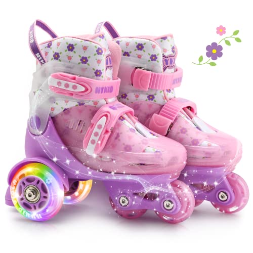 Patins-a-roulettes-pour-Les-Tout-Petits-3-a-9-Ans-Taille-Ajustable-lumieres-Amusantes-securite-3-Points-equilibre-Respirant-Patins-a-roulettes-avances-pour-debutants-Filles-0
