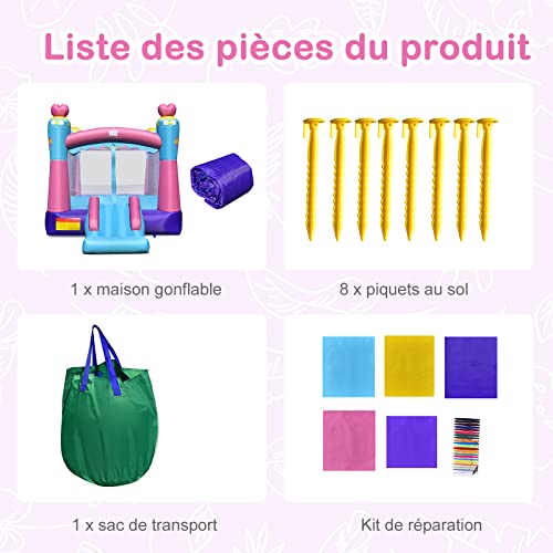 GOPLUS-Chateau-Gonflable-Princesse-avec-TobogganAire-de-Jeu-Gonflable-avec-Panier-de-Basket-Accessoires-Riches-pour-Enfants-de-3-a-10-Ans-Jusqua-135KG-265-x-334-x-250cm-sans-Souffleur-0-0