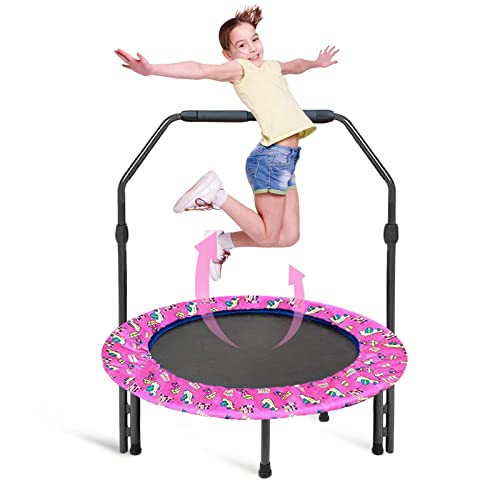 Trampoline-pour-Enfant-O91cm-Mini-Trampoline-de-Fitness-Pliable-avec-Poignee-Reglable-Rembourrage-de-Securite-Petit-Trampoline-Interieur-Exterieur-Trampoline-de-Jardin-pour-Garcons-Et-Filles-0
