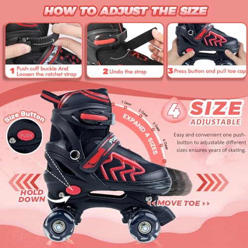 Patins-a-roulettes-pour-Enfants-Garcon-avec-Roues-Lumineux-Rollers-Enfants-Quad-pour-Filles-Garcon-Femmes-Debutants-Cadeau-de-Noel-danniversaire-0-0