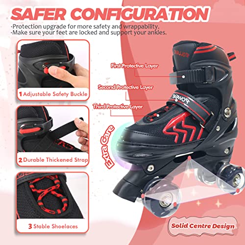 Patins-a-roulettes-pour-Enfants-Garcon-avec-Roues-Lumineux-Rollers-Enfants-Quad-pour-Filles-Garcon-Femmes-Debutants-Cadeau-de-Noel-danniversaire-0-1