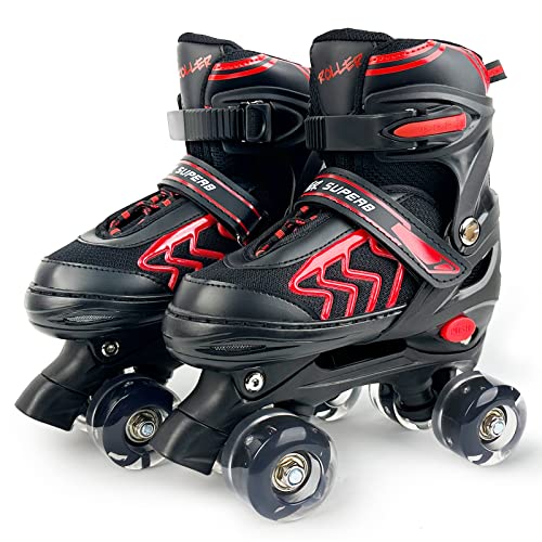 Patins-a-roulettes-pour-Enfants-Garcon-avec-Roues-Lumineux-Rollers-Enfants-Quad-pour-Filles-Garcon-Femmes-Debutants-Cadeau-de-Noel-danniversaire-0