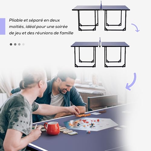 HOMCOM-Table-de-Tennis-de-Table-Table-de-ping-Pong-avec-Filet-se-transforme-en-2-Tables-Taille-Moyenne-Pieds-Pliables-182-x-91-x-76-cm-Bleu-0-1
