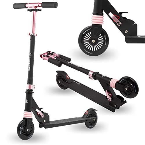 HyperMotion-Trottinette-Enfant-4-5-6-7-8-9-Ans-Pliable-Scooter-Wally-2-Roues-avec-Amortisseur-Guidon-Reglable-Roues-en-Caoutchouc-de-125-mm-0