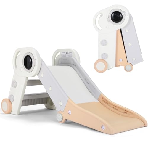 Toboggan-pour-Enfants-Toboggan-Enfant-Exterieur-et-Interieur-Toboggan-Amusant-Toboggan-Double-Pliable-Stable-Sur-Forme-dastronaute-Jusqua-50-kg-Vert-GrisJaune-Gris-0