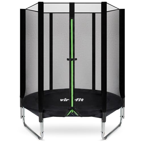 VirtuFit-Trampoline-pour-Enfant-avec-Filet-de-securite-Noir-140-cm-Trampoline-de-Jardin-0