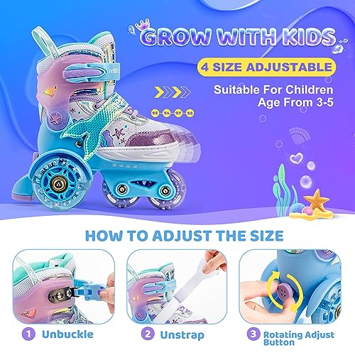 NEMONE-Sirenes-Patins-a-roulettes-Filles-Reglable-4-Roues-Patins-a-roulettes-pour-Enfants-Lumineux-LED-Patins-a-roulettes-pour-Enfants-Cadeau-0-0