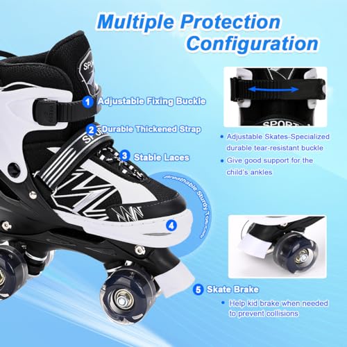 Patins-a-roulettes-pour-Enfants-pour-garcons-Filles-Enfants-debutants-Bambins-Patins-a-roulettes-Ajustables-avec-Toutes-Les-Roues-Lumineuses-pour-Les-Enfants-Petits-Grands-Enfants-0-2