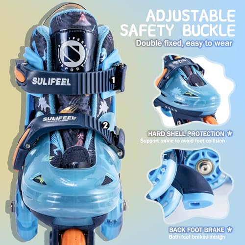SULIFEEL-Patins-a-roulettes-Ajustables-pour-Filles-garcons-EnfantsRoues-Lumineuses-a-Flash-Amusantes-Type-dequilibre-a-Trois-Points-Convient-pour-Les-debutants-Patinage-a-roulettes-dinterieur-0-0