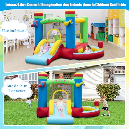 COSTWAY-5-en-1-Chateau-Gonflable-Musical-avec-Toboggan-Maison-de-Saut-Aire-de-Jeux-Gonflable-avec-Piscine-Panier-de-Basket-Boxe-0-1