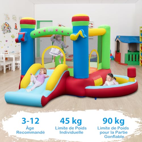 COSTWAY-5-en-1-Chateau-Gonflable-Musical-avec-Toboggan-Maison-de-Saut-Aire-de-Jeux-Gonflable-avec-Piscine-Panier-de-Basket-Boxe-0-2