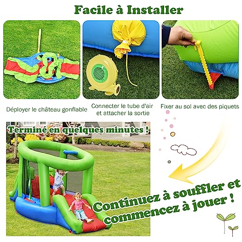 GOPLUS-Chateau-Gonflable-Aire-de-Jeux-Gonflable-davec-Glissiere-Toboggan-la-Fosse-de-Boule-et-Cerceau-de-Basket-Ball-pour-1-3-Enfants50-Balles-Oceaniques-240-x-270-x-200cm-0-2