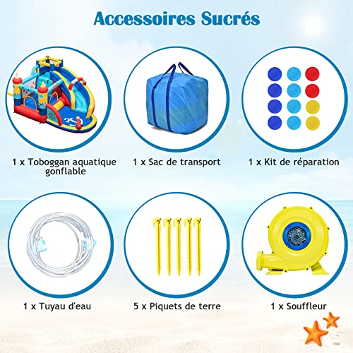 GOPLUS-Chateau-Gonflable-Pirateavec-TobogganPistolet-a-Eau-et-TrampolinePiscine-et-Mur-descalade-pour-3-4-Enfants-3-12-Ans-Jusqua-120KG360X290X200CM-0-0