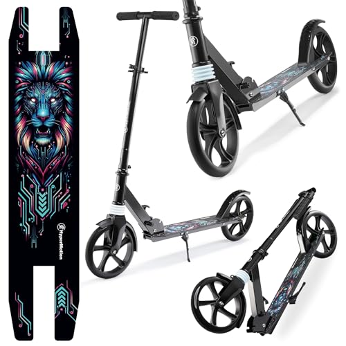 Hypermotion-Trottinette-Enfant-6-Ans-et-Adulte-Pliable-jusqua-100-kg-Trotinette-Adolescent-Guidon-Reglable-85-95-cm-Douilles-de-Roulement-en-Acier-au-Carbone-Roues-de-200-mm-0