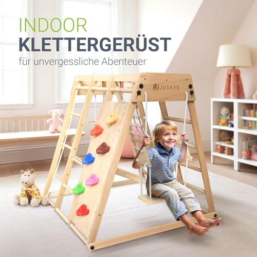 Juskys-Structure-descalade-pour-Enfants-Aire-de-Jeux-interieure-avec-Toboggan-Mur-descalade-Filet-a-Grimper-Tour-descalade-Pliable-en-Bois-Sport-dans-la-Chambre-denfant-0-0