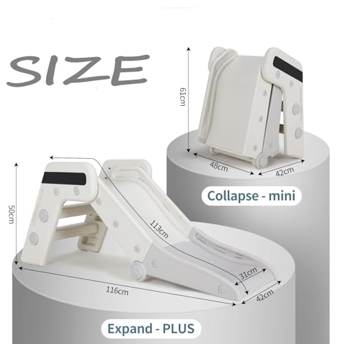 Toboggan-pour-Enfants-Toboggan-Double-Pliable-Toboggan-Amusant-Toboggan-Maternelle-Jeu-dExterieur-et-lInterieur-pour-Bebe-Stable-Sur-Jusqua-50-kg-Blanc-Gris-0-0