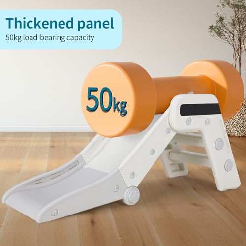 Toboggan-pour-Enfants-Toboggan-Double-Pliable-Toboggan-Amusant-Toboggan-Maternelle-Jeu-dExterieur-et-lInterieur-pour-Bebe-Stable-Sur-Jusqua-50-kg-Blanc-Gris-0-1