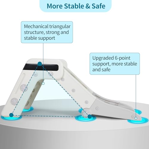 Toboggan-pour-Enfants-Toboggan-Double-Pliable-Toboggan-Amusant-Toboggan-Maternelle-Jeu-dExterieur-et-lInterieur-pour-Bebe-Stable-Sur-Jusqua-50-kg-Blanc-Gris-0-2
