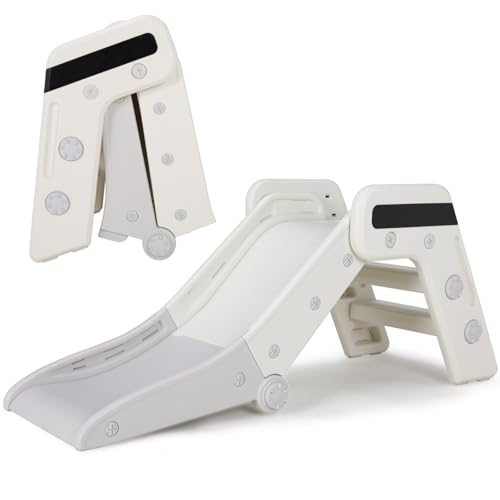 Toboggan-pour-Enfants-Toboggan-Double-Pliable-Toboggan-Amusant-Toboggan-Maternelle-Jeu-dExterieur-et-lInterieur-pour-Bebe-Stable-Sur-Jusqua-50-kg-Blanc-Gris-0
