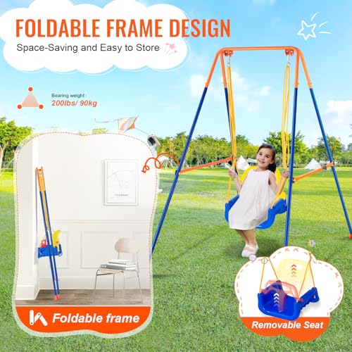 VEVOR-Portique-Balancoire-avec-4-Sacs-de-Sable-Capacite-de-Charge-90-kg-Support-en-Metal-Pliable-Facile-a-Assembler-pour-Enfants-Arriere-Cour-Interieur-Exterieur-JX-SW04-Bleu-0-2
