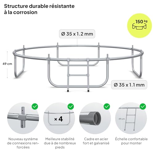 ZIPRO-JumpPro-Out-Trampoline-Exterieur-Trampoline-de-Jardin-pour-Enfants-avec-Filet-Exterieur-Resistant-Protection-UV-Charge-100-150-kg-O-183252312374435496-cm-0-2