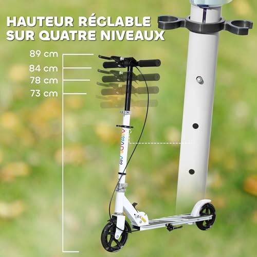 AIYAPLAY-Trottinette-Enfants-3-a-8-Ans-Trottinette-Pliable-a-2-Roues-LED-Roues-Lumineuses-4-reglages-en-Hauteur-Plateau-antiderapant-Frein-Double-patinette-pour-Filles-et-garcons-Scooter-Blanc-0-1