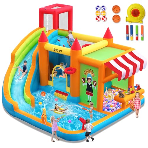 FBSPORT-chateau-Gonflable-Enfant-avec-souffleur-Aire-de-Jeux-Gonflable-Adulte-Grand-chateau-Gonflable-Piscine-Meilleur-Cadeau-de-Vacancesdanniversaire-pour-Les-Enfants-424-388-238-CM-0
