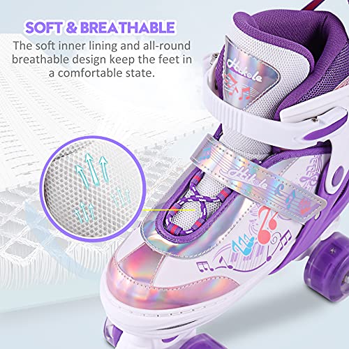 Hikole-Roller-Enfant-Fille-4-Roues-Patins-a-roulettes-Reglables-Roller-Quad-Respirant-Et-Confortable-avec-Roues-Allumees-Roller-Enfant-Garcon-Evolutif-Mauve-0-0