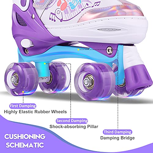Hikole-Roller-Enfant-Fille-4-Roues-Patins-a-roulettes-Reglables-Roller-Quad-Respirant-Et-Confortable-avec-Roues-Allumees-Roller-Enfant-Garcon-Evolutif-Mauve-0-2
