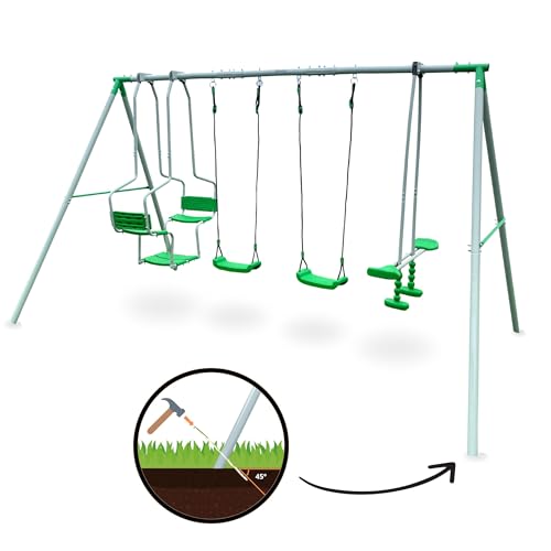 HyperMotion-Balancoire-pour-enfants-jeux-de-jardin-6-places-balancoire-pour-enfants-balancoires-de-jardin-pour-enfants-3-cadre-en-acier-longueur-reglable-ancres-de-montage-vert-0-2