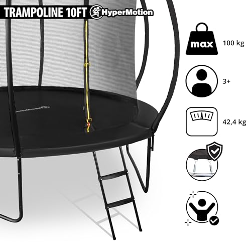 HyperMotion-Trampoline-Exterieur-Enfant-3-avec-echelle-et-Filet-interieur-pour-la-Maison-et-Le-Jardin-equipement-daire-de-Jeux-Trampoline-pour-Enfants-Double-Pieds-305-cm-10FT-0-2