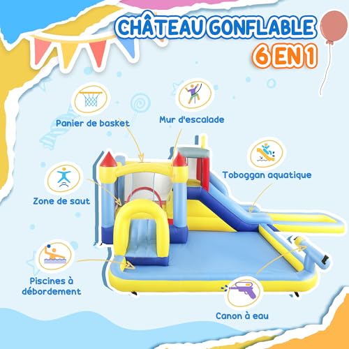 AIYAPLAY-Chateau-Gonflable-avec-soufflerie-6-en-1-Parc-Aquatique-Structure-Gonflable-toboggans-Trampoline-Mur-descalade-Canon-Panier-de-Basket-exterieur-et-interieur-jusqua-4-Enfants-3-8-Ans-0-1