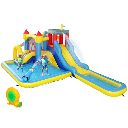 AIYAPLAY-Chateau-Gonflable-avec-soufflerie-6-en-1-Parc-Aquatique-Structure-Gonflable-toboggans-Trampoline-Mur-descalade-Canon-Panier-de-Basket-exterieur-et-interieur-jusqua-4-Enfants-3-8-Ans-0